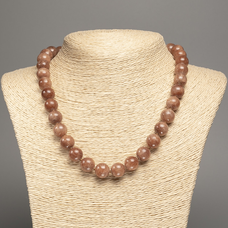 "Jasper" Necklace, smooth round beads, diameter 12mm+/-, length 50cm+/-, made from white jade stone (synthetically dyed)
