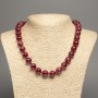 "Carnelian" Necklace, smooth round beads, diameter 12mm+/-, length 50cm+/-, made from white jade stone (synthetically dyed)