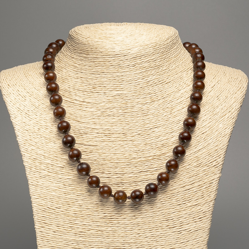 "Tiger's Eye" Necklace, smooth round beads, diameter 10mm+/-, length 50cm+/-, made from white jade stone (synthetically dyed)