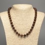 "Tiger's Eye" Necklace, smooth round beads, diameter 10mm+/-, length 50cm+/-, made from white jade stone (synthetically dyed)