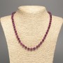 Burgundy "Tourmaline" Necklace, smooth round beads, diameter 6mm+/-, length 50cm+/-, made from white jade stone (synthetically dyed)