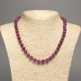 Burgundy "Tourmaline" Necklace, smooth round beads, diameter 8mm+/-, length 50cm+/-, made from white jade stone (synthetically dyed)