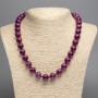 Burgundy "Tourmaline" Necklace, smooth round beads, diameter 10mm+/-, length 50cm+/-, made from white jade stone (synthetically dyed)
