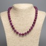 Burgundy "Tourmaline" necklace, smooth ball bead, diameter 12mm+-, length 50cm+- made from white jade stone (synth. dyed)