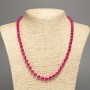 Raspberry "Tourmaline" necklace, smooth ball bead, diameter 6mm+-, length 50cm+- made from white jade stone (synth. dyed)