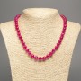Raspberry "Tourmaline" necklace, smooth ball bead, diameter 8mm+-, length 50cm+- made from white jade stone (synth. dyed)