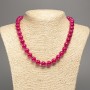 Raspberry "Tourmaline" necklace, smooth ball bead, diameter 10mm+-, length 50cm+- made from white jade stone (synth. dyed)