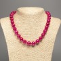 Raspberry "Tourmaline" necklace, smooth ball bead, diameter 12mm+-, length 50cm+- made from white jade stone (synth. dyed)