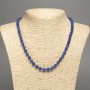 Blue "Lazurite" Necklace, smooth bead, diameter 6mm+-, length 50cm+-, made of white nephrite (synth. dyed)