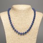 Blue "Lazurite" Necklace, smooth bead, diameter 8mm+-, length 50cm+-, made of white nephrite (synth. dyed)