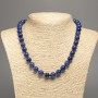 Blue "Lazurite" Necklace, smooth bead, diameter 10mm+-, length 50cm+-, made of white nephrite (synth. dyed)