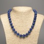 Blue "Lazurite" necklace, smooth ball bead, diameter 12mm+-, length 50cm+- made from white jade stone (synth. dyed)
