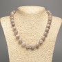 Necklace "Labradorite" smooth ball bead, diameter 12mm+-, length 50cm+- made from white jade stone (synth. dyed)