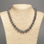 "Larvikite" Necklace, smooth beads, diameter 10mm+/-, length 50cm+/-, made from white nephrite jade (synthetic dyed)