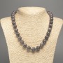 "Larvikite" Necklace, smooth beads, diameter 12mm+/-, length 50cm+/-, made from white nephrite jade (synthetic dyed)