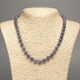 "Charoite" Necklace, smooth beads, diameter 8mm+/-, length 50cm+/-, made from white nephrite jade (synth. dyed)