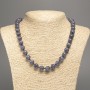 "Charoite" Necklace, smooth beads, diameter 10mm+/-, length 50cm+/-, made from white nephrite jade (synth. dyed)