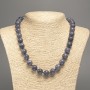 "Charoite" Necklace, smooth beads, diameter 12mm+/-, length 50cm+/-, made from white nephrite jade (synth. dyed)