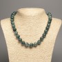 Blue Denim "Apatite" Necklace, smooth beads, diameter 12mm+/-, length 50cm+/-, made from white nephrite jade (synth. dyed)