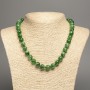 Green "Chrysoprase" Necklace, smooth beads, diameter 10mm+/-, length 50cm+/-, made from white nephrite jade (synth. dyed)