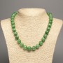 Green "Chrysoprase" Necklace, smooth beads, diameter 12mm+/-, length 50cm+/-, made from white nephrite jade (synth. dyed)