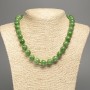 Green Necklace "Jadeite", Smooth Bead, 12mm± Diameter, 50cm± Length, Made from White Simulated Jade (Dyed)