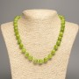 Green Necklace "Onyx", Smooth Bead, 10mm± Diameter, 50cm± Length, Made from White Simulated Jade (Dyed)
