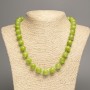 Green Necklace "Onyx", Smooth Bead, 12mm± Diameter, 50cm± Length, Made from White Simulated Jade (Dyed)