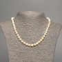 Yellow-White Necklace "Selenite", Smooth Bead, 6mm± Diameter, 50cm± Length, Made from White Simulated Jade (Dyed)