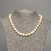 Yellow-White Necklace "Selenite", Smooth Bead, 8mm± Diameter, 50cm± Length, Made from White Simulated Jade (Dyed)