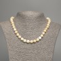 Yellow-White Necklace "Selenite", Smooth Bead, 8mm± Diameter, 50cm± Length, Made from White Simulated Jade (Dyed)