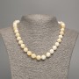 Yellow-White Necklace "Selenite", Smooth Bead, 10mm± Diameter, 50cm± Length, Made from White Simulated Jade (Dyed)