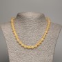 Pale Yellow Necklace "Selenite", Smooth Bead, 6mm± Diameter, 50cm± Length, Made from White Simulated Jade (Dyed)