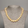Pale Yellow Necklace "Selenite", Smooth Bead, 8mm± Diameter, 50cm± Length, Made from White Simulated Jade (Dyed)