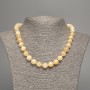 Pale Yellow Necklace "Selenite", Smooth Bead, 10mm± Diameter, 50cm± Length, Made from White Simulated Jade (Dyed)