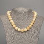 Pale Yellow Necklace "Selenite", Smooth Bead, 12mm± Diameter, 50cm± Length, Made from White Simulated Jade (Dyed)