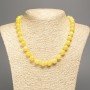 Necklace lemon yellow "Citrine" smooth round beads, diameter 10mm+/-, length 50cm+/- made from white jade stone (synthetic, dyed)