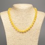 Necklace sunny yellow "Citrine" smooth round beads, diameter 8mm+/-, length 50cm+/- made from white jade stone (synthetic, dyed)