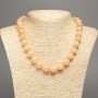 Necklace "Selenite" smooth round beads, diameter 12mm+/-, length 50cm+/- made from white jade stone (synthetic, dyed)