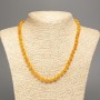 Necklace amber-orange "Amber" smooth round beads, diameter 6mm+/-, length 50cm+/- made from white jade stone (synthetic, dyed)