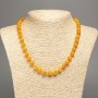 Necklace amber-orange "Amber" smooth round beads, diameter 8mm+/-, length 50cm+/- made from white jade stone (synthetic, dyed)