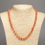 Necklace "Orange Coral" smooth round beads, diameter 8mm+/-, length 50cm+/- made from white jade stone (synthetic, dyed)