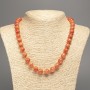 Necklace "Orange Coral" smooth round beads, diameter 10mm+/-, length 50cm+/- made from white jade stone (synthetic, dyed)