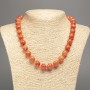 Necklace "Orange Coral" smooth bead, diameter 12mm+-, length 50cm+- made of white jade stone (synth. dyed)