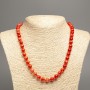 Necklace "Red Coral" smooth bead, diameter 8mm+-, length 50cm+- made of white jade stone (synth. dyed)