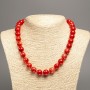 Necklace "Red Coral" smooth bead, diameter 12mm+-, length 50cm+- made of white jade stone (synth. dyed)