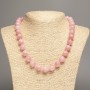 Necklace "Strawberry Quartz" smooth bead, diameter 12mm+-, length 50cm+- made of white jade stone (synth. dyed)