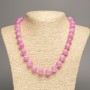 Necklace "Rose Quartz" smooth bead, diameter 12mm+-, length 50cm+- made of white jade stone (synth. dyed)