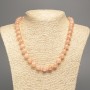 Necklace "Selenite" smooth bead, diameter 10mm+-, length 50cm+- made of white nephrite stone (synthetic dyed)