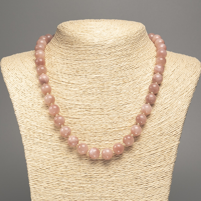 Necklace "Celestite" Smooth Bead Ball, 10mm± diameter, 50cm± length, made from white simulated jade (dyed)